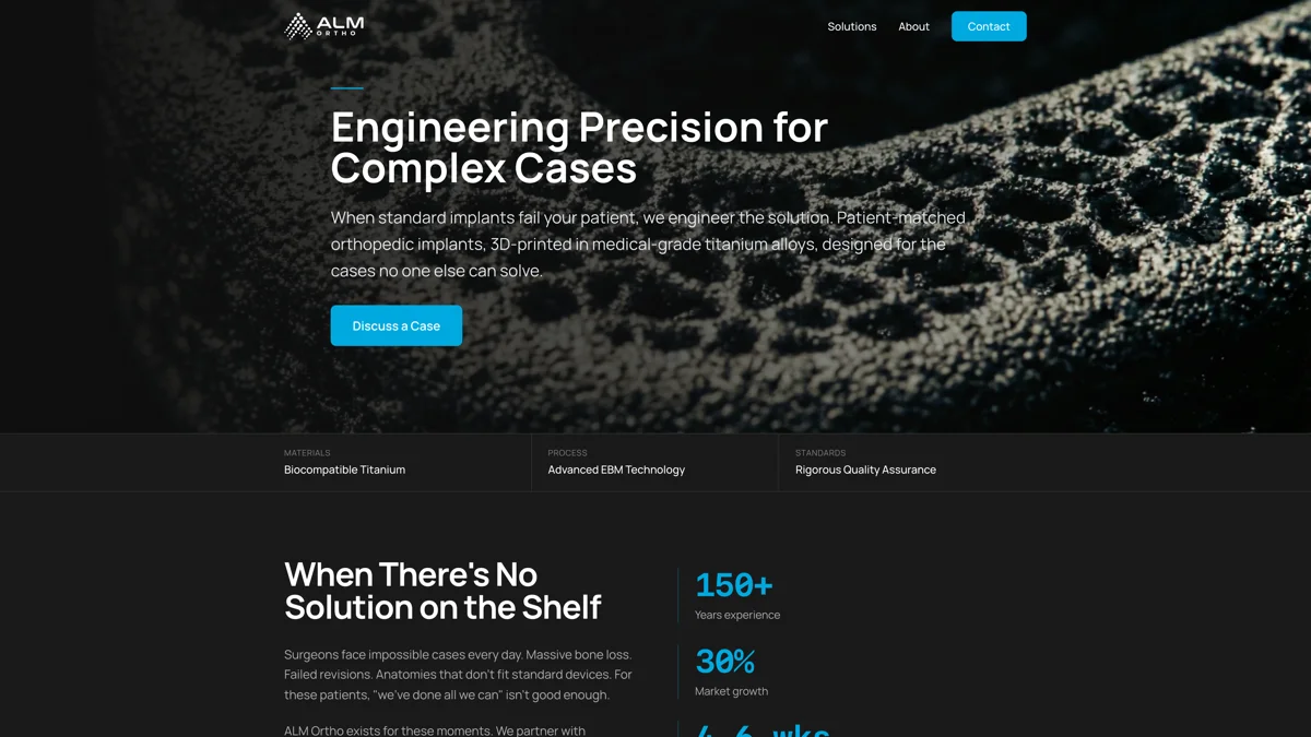 ALM Ortho website screenshot