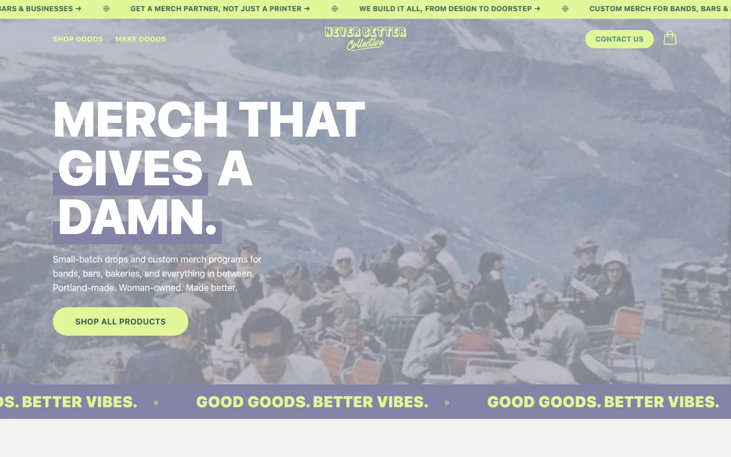 Never Better Collective website screenshot